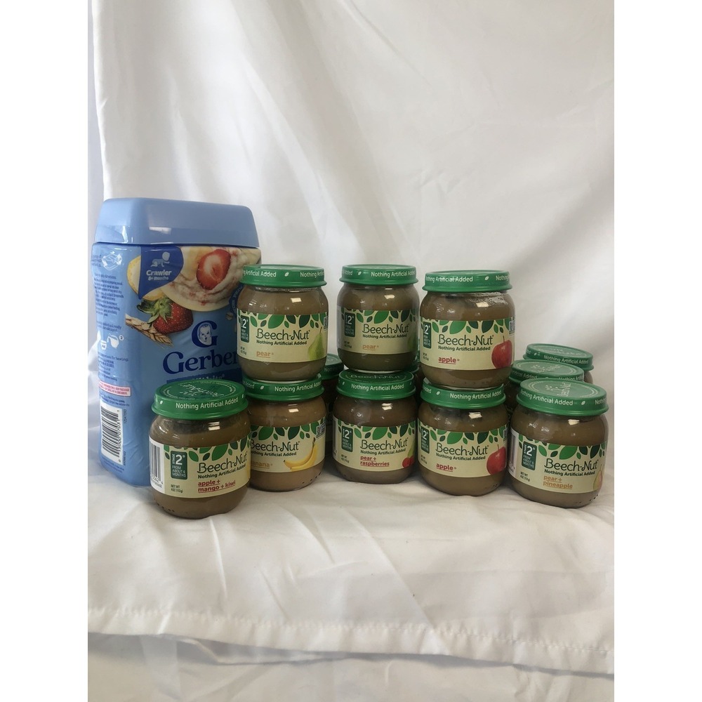Gerber Oatmeal Cereal 16oz‎ + Beech-Nut Baby Food Jars Lot Bundle